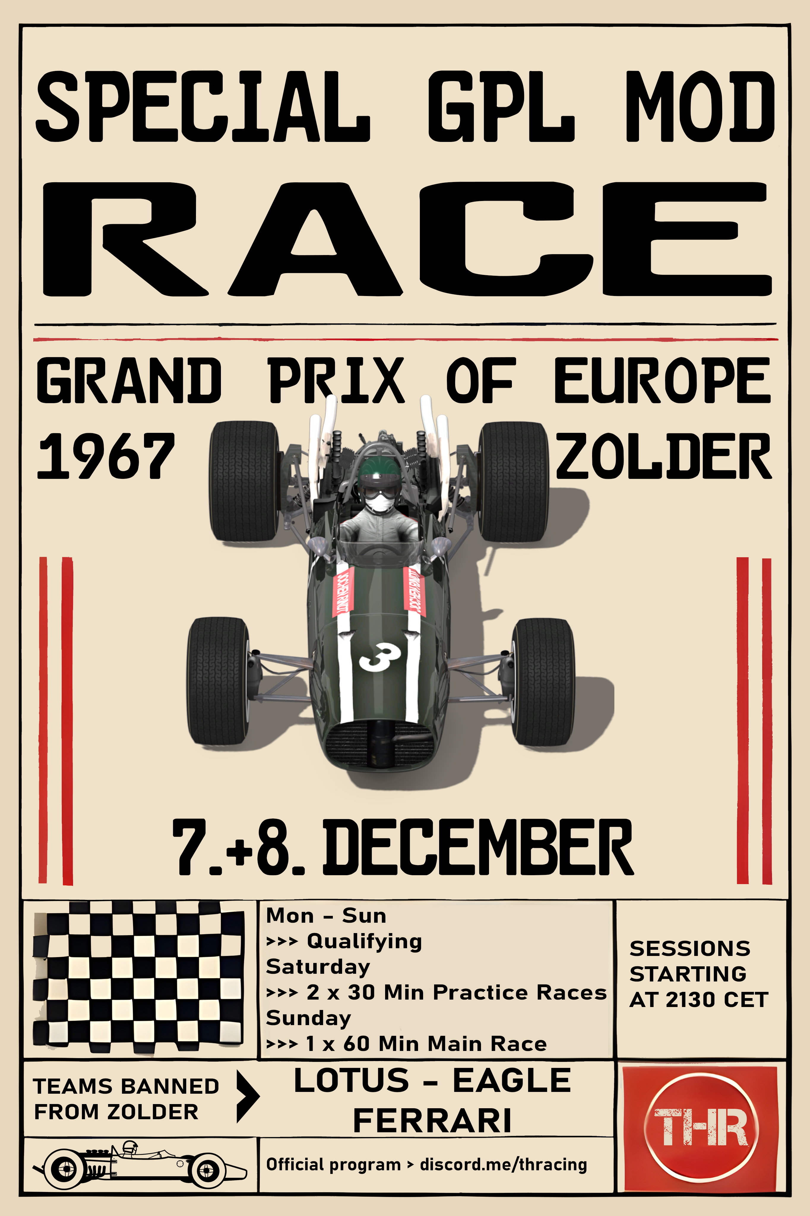 GPL 1967 Mod at Zolder - Fun Event Raceposter